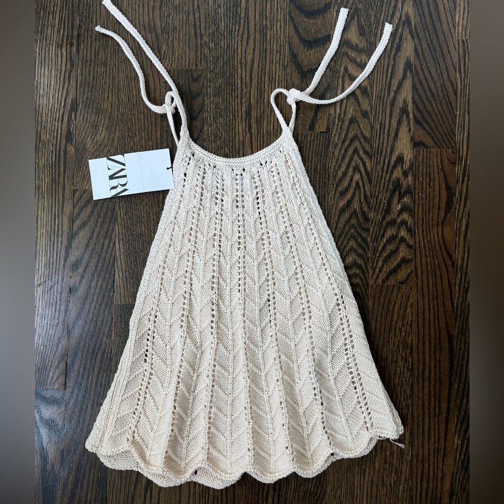 Zara Tie Knit Top - Cream - Size S